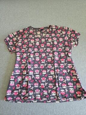 Pink Ribbon Scrub Top Cancer Awareness Zoe Chloe Medium Scrub Top